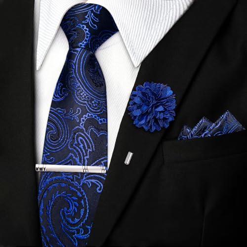 Image of DiBanGu Silk Zipper Ties for Men, Formal Pre-tied Necktie | Adjustable Tie,6PCS,Various Design Styles,Jacquard Woven,Skin-friendly,Practical Gift,Great for Wedding Party,Business Formal