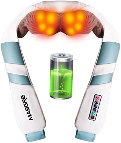 MASGRE Cordless Massagers for Neck and Back with Heat, Deep Tissue Shoulder Massager Electric Shiatsu Neck Massager for Pain Relief…