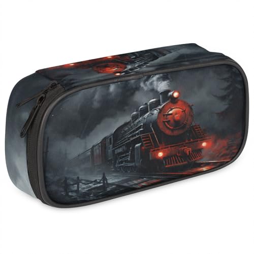 Image of Train Big Capacity Pencil Case Pencil Pouch with Zipper, Pen Marker Stationery Bag Art Supply Storage Organizer Box Portable Stationery Storage Bag Pen Holder for Boys Girls