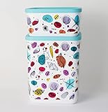  TUPPERWARE Quadro Cubix Maritim 650ml + 1,8L Keksdosen, Vorratsdosen + Mini Becher Beere
