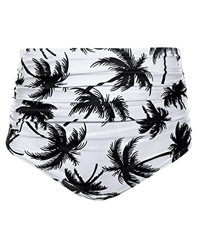 Image of Tempt Me Women High Waisted Bikini Bottom Retro Ruched Swim Bottom Shirred Tankinis Brief