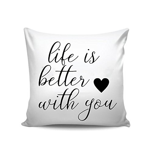 Hdecor Soft Velvet Square Decorative Throw Pillow Case Cushion Cover 18" x 18" Life is Better Quote Words Pillowcase for Couch Sofa Bed