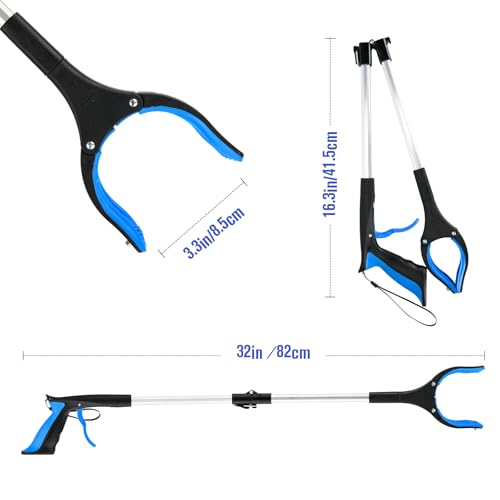 Image of 6-Pack 32inch Upgrade Foldable Grabber Reacher Tool, Reacher Grabber Pickup Tool with 4 inch Wide jaw and 360 Rotating Head,Grabbers for Seniors Outdoor & Indoor (Blue)