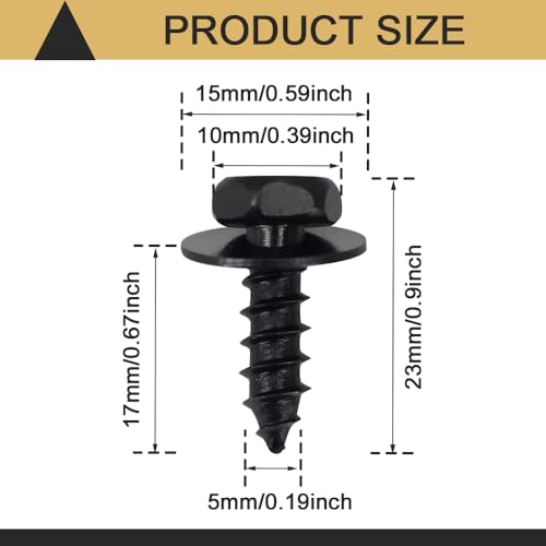 Image of ASUBHA 10PCS Bumper Cover Splash Shield Mud Guard Screw Bolt, Car Fender Liner Screw Bolt, Front Fender Liner Bolts, Fender Liner Under Cover Bolt Car Accessories for Most Cars