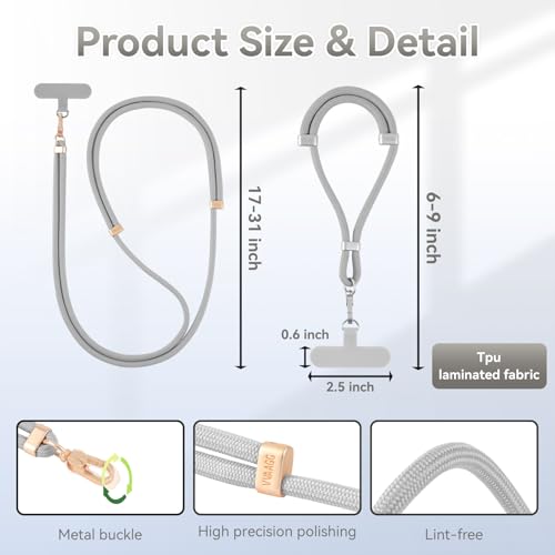 Image of VVAAGG Cell Phone Lanyard for iPhone: Crossbody Phone Strap Adjustable Neck Wrist Strap Anti Theft Long Lanyard Travel Essential for Women Most iPhone and Android Smartphones