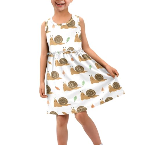 Cute Snail Girl Sleeveless Tank Dress Crewneck Twirl Swing Dress for Kids 4T Multi