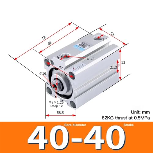 Cylindre à course fine SDA40-40 de série standard pour automatisation - 3