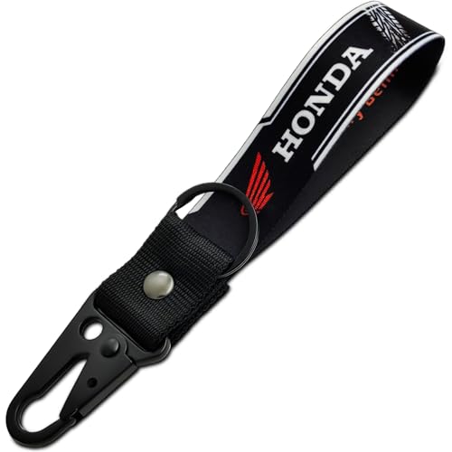 Image of SnapStrap MotoLink Carabiner Keychain Compatible with Honda Bike Strong Heavy-Duty Metal Clip with Fabric Key Ring Bike Accessory (Gunmetal Black)