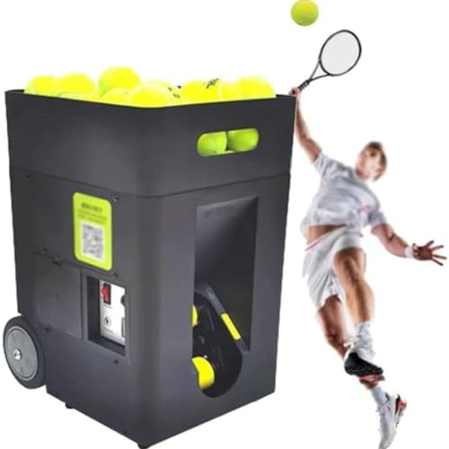 GYQSSD Portable Automatic Tennis Ball Launcher, Smart Automatic Ball Throwing Machine, Adjustable Angle, Speed, Rotation, 50 Ball Capacity - Beginners Sports Practice