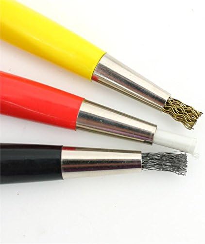 Set x 3 brass steel & fiberglass Scratch brush pen removes rust scratches