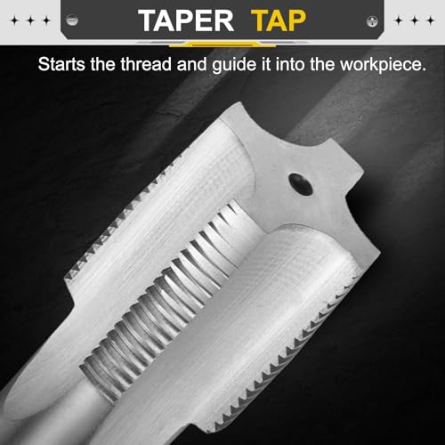 Image of uxcell Hand Taper Tap 1-3 /8 inch-12 UNF 2B Left Hand Thread Taper Style Taps Straight Flute Screw Tapping Threading Tool High Speed Steel HSS6542