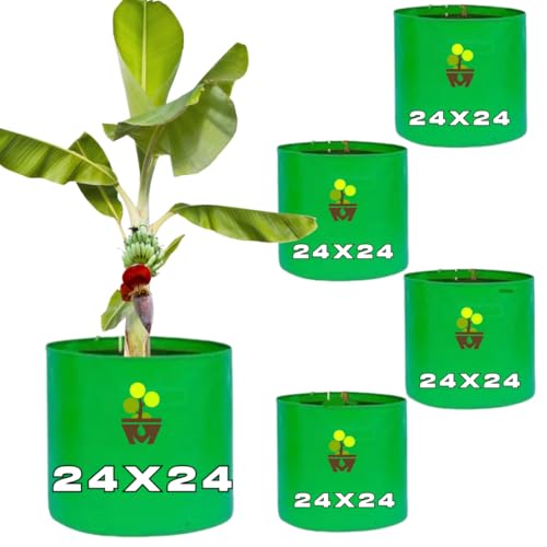 Image of MASHKI HDPE Grow Bags for Home, Terrace & Balcony Gardening - Big Size Vegetable Plant Grow Bags (15x15, 18 inchx18 inch & 24 inchx24 inch - Heavy Duty, UV Stabilized) (4, 24x24 Inches)