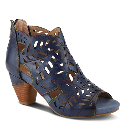 Spring Step L'Artiste Icon Sandals for Women - Ladies Casual Flats Platform Sandal - Hand Painting Summer Shoes for Womens - Navy EU 37 / US 6.5-7