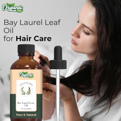 Image of Organic Zing Bay Laurel Leaf Oil 30 ml (1.01 fl oz) - Steam Distilled Spicy Aromatic Oil for Fragrance Blending, Hair Care Formulations & Diffusion
