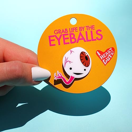 Image of I Heart Guts Brown Eyeball Pin - Grab Life by the Eyeballs, Eye Surgery, Health, Disease Awareness, Optometry School Funny Gift Eye Doctor Lapel Pin Educational Anatomical Eye