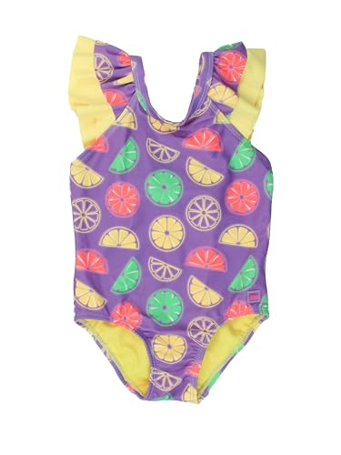 Image of RuffleButts Girls UPF50+ Sun Protection Ruffle V-Back One Piece Swimsuit
