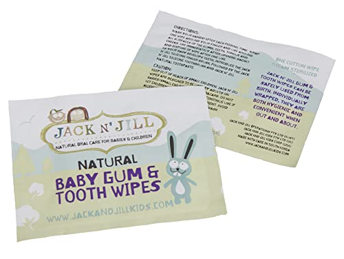Jack N' Jill Kids Baby Gum & Tooth Wipes - Baby Gum Wipes, Natural & Safe, 100% Soft Cotton, Free Of Fluoride, Sugar, & Parabens, Baby Mouth Wipes - 25 Individually Wrapped Wipes #TOP1