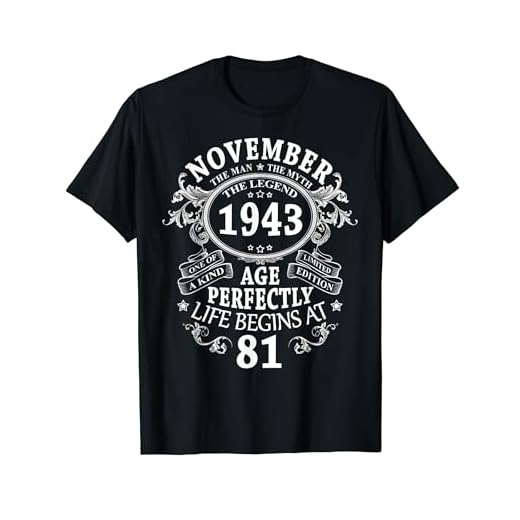 Regalo 81 Años Cumpleaños Hombre Mujer Noviembre 1943 Camiseta