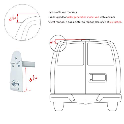 AA-Racks Model X316 Hightop 3 Bar Rain-Gutter Roof Rack Heavy-Duty Adjustable Steel High Roof Rack Matte White