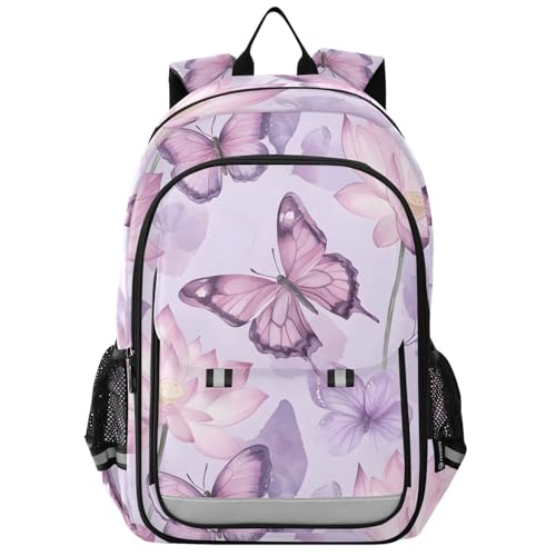 Sac à dos pour ordinateur portable enfants sac d'école papillons lotus