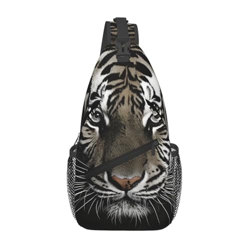 Mochila Pequeña Cruzada para Senderismo Negra con Tigre miniatura 2