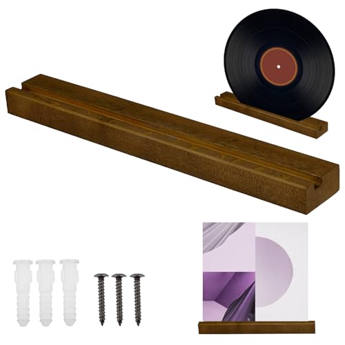 Soporte de pared decorativo para discos, soporte de pared para vinilo | Soporte de pared para exhibición de discos, estantes de pared para discos de madera maciza, percha de almacenamiento
