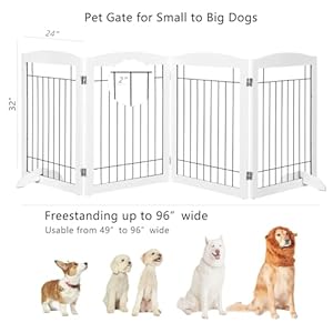 PAWLAND-Extra-Wide-Dog-gate-for-The-House-Doorway-Stairs-Dog-Fences-Indoor-Freestanding-Foldable-Wooden-Pet-Gates-for-Dogs-Set-of-Support-Feet-Included-96-in-Wide-30-in-Tall-4-Panels-White - Cucciolini Doodles   PAWLAND-Extra-Wide-Dog-gate-for-The-House-Doorway-Stairs-Dog-Fences-Indoor-Freestanding-Foldable-Wooden-Pet-Gates-for-Dogs-Set-of-Support-Feet-Included-96-in-Wide-30-in-Tall-4-Panels-White