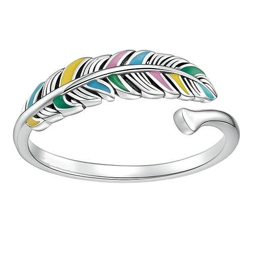 ODHLMFQ Open Finger Silver Plumage Ring Women Elegant Jewelry Parties and Special Occasions Present for