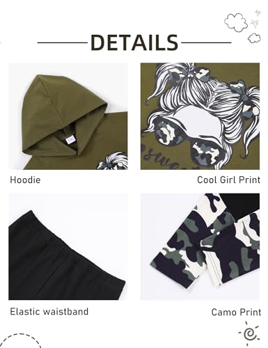 Image of Gaupafmb Girls Clothes Cool Girl Print Tie Dye Hoodie Pullover Sweatshirt Leggings 2PC Outfits
