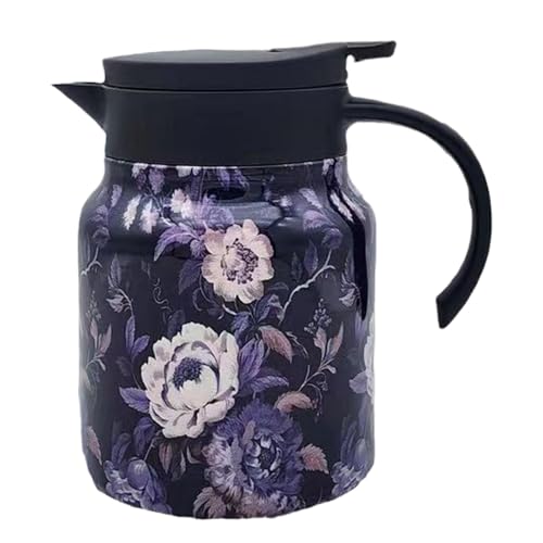 Tetera térmica - Tetera isotérmica | Jarra de agua caliente | Dispensador de café y bebidas con diseño floral retro | Cafetera aislada | Tetera con infusor de té y colador para mantener