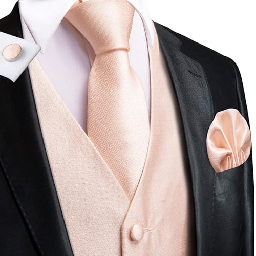 Hi-Tie Mens Suit Vest Tie set Classic Waistcoat and Necktie Handkerchief Cufflinks Suit Wedding Party3