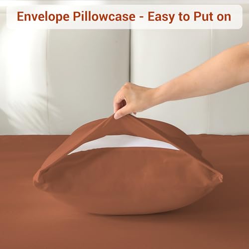 Image of Softan Microfiber Full Sheet Set with Non-Slip Straps, Burnt Orange