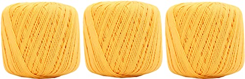 Image of ThreadArt 100% Cotton Crochet Thread Size 3, 3 Ball Pack, Pollen Gold 40 | Soft pure cotton crochet thread for lace, doilies, amigurumi and crafts. Smooth finish with crisp stitch definition.