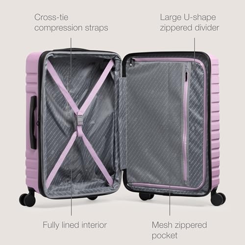 US-Traveler-Boren-Polycarbonate-Hardside-Rugged-Travel-Suitcase-Luggage-with-8-Spinner-Wheels-Aluminum-Handle-Lavender-Checked-Large-30-Inch