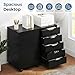 DUMOS 5 Drawer File Cabinet Office Drawers Organizer with Wheels Rolliing, Under Desk Cabinets with Shelves and Door Printer Stand with Wood Board Metal Frame for Home Office Storage Craft Room, Black