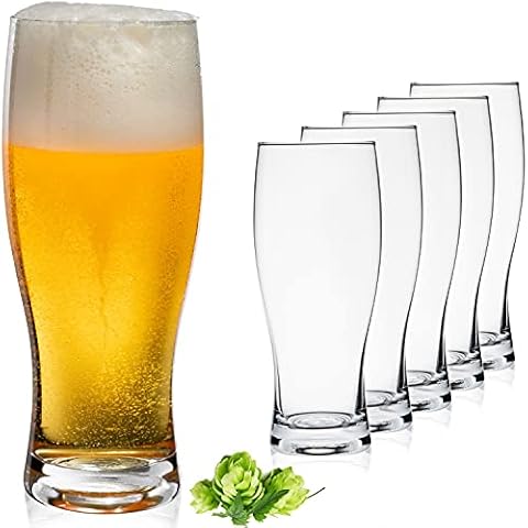 PLATINUX Biergläser 500ml (max. 640ml) aus Glas Set 6-Teilig Bierseidel Weizengläser hohes Bierglas 0,5L Cover