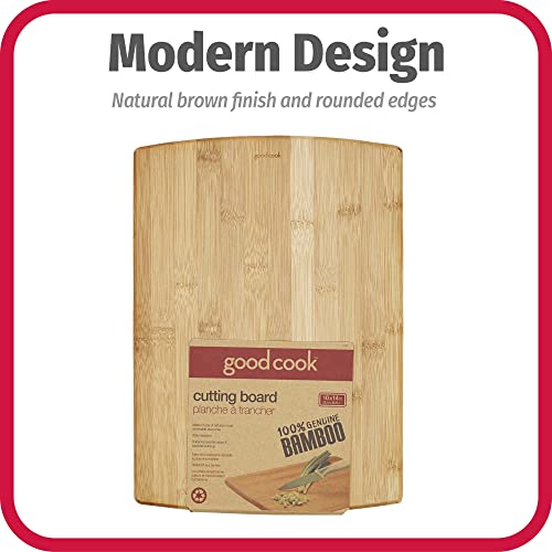 GoodCook Everyday 10\" x 14\" Bamboo Cutting Board, Durable Edge-Grain Wood, Moisture-Resistant, Knife-Friendly, Wooden Chopping Board for Kitchen, Low-Maintenance, Natural Bamboo