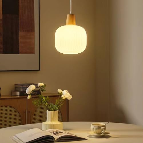 Lámpara de madera para comedor rústico y salón acogedor E27 4