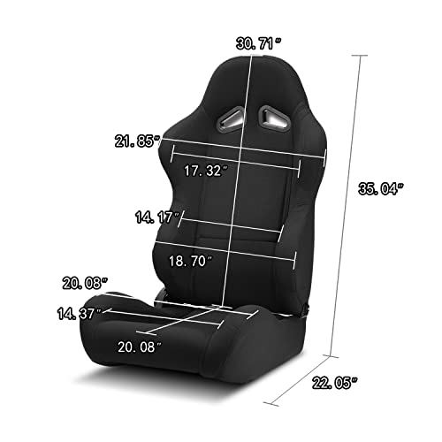 Modifystreet 1 Pair Universal Black Pineapple Fabric Reclinable Racing Seats #TOP1