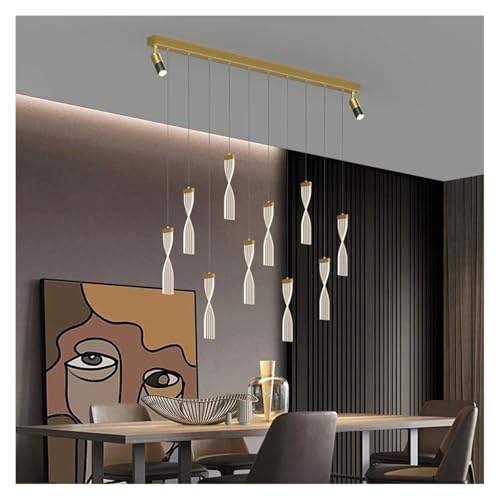 Lustre de cuisine doré LWX 115 cm en finition brossée pour décoration d'hôtel de luxe