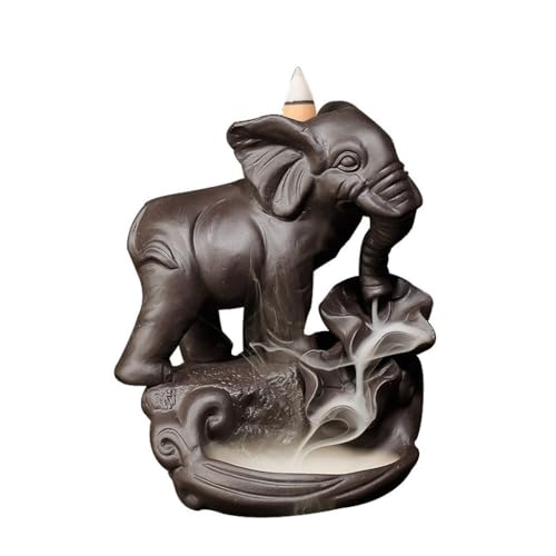 Brûleur d'encens éléphant argile violette reflux déco maison - 2