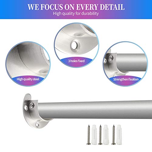 Creatyi Heavy Duty Stainless Steel Closet Rod Brackets Closet Shower Rod Bracket Closet Rod Holders Closet Pole Sockets Closet Rod Supports For 1 1/4 Inch Rod (2 Pcs, Silver) #TOP1