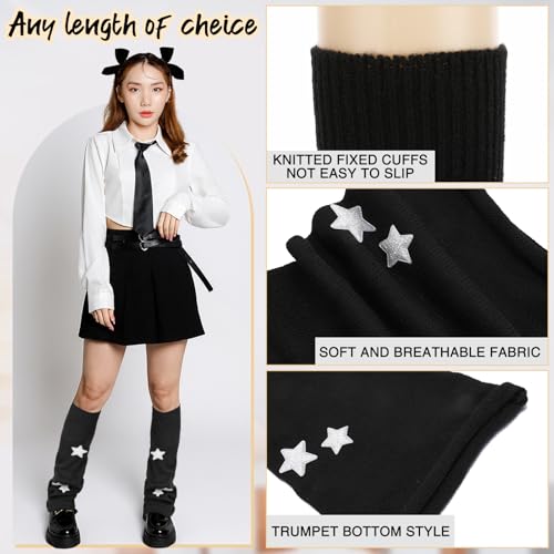Fingertip WD Leg Warmers for Women Girls 3 Pairs Y2k Knit Leg Warmer Winter with Sequin, Kawaii Long Knit Socks Goth Harajuku Y2k Accessories
