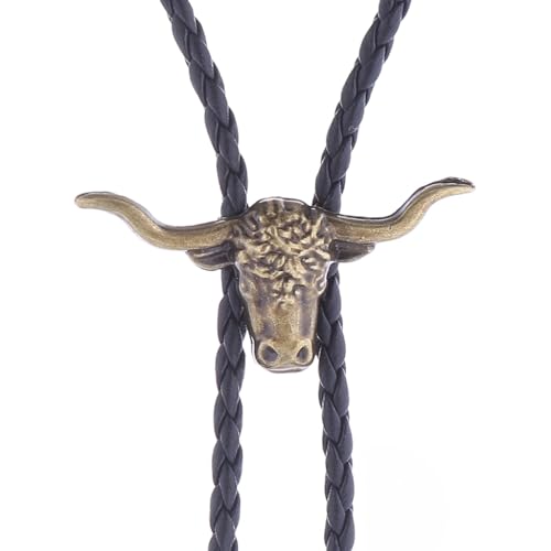 Image of HUABOLA CALYN Native American Bolo tie Rodeo Cowboy Leather Necktie Western Bolo ties for Men Women Necktie for Concert Fans