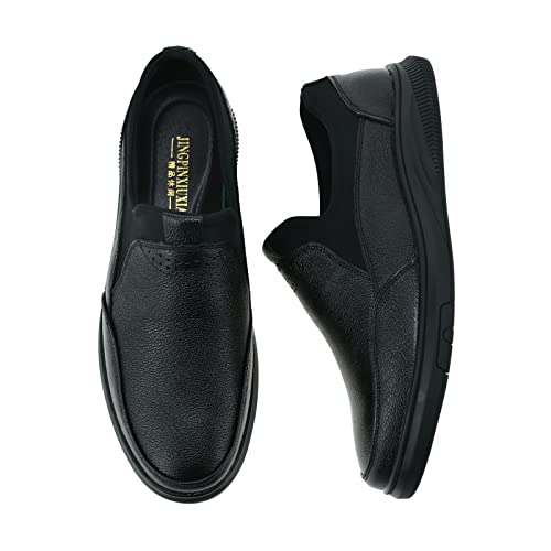 Image of Men's Breathable Fashion Oxford Shoes Casual Loafers Leather Shoes Dress Shoes-196-Black-EU44=US10.5