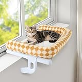 GUUSII HOME 猫ハンモック ねこベッド 掛け式猫ハンモック ねこハンモック 猫ベッド 窓際用 窓掛け式 ベッド 棚掛け ねこ はんもっく ねこソファ 猫窓パーチ 猫窓ハンモック 屋内用 頑丈 調節可能 耐久性 安定 猫用ベッド 省スペース 洗濯可能 大型猫 適用 (オレンジ, S)