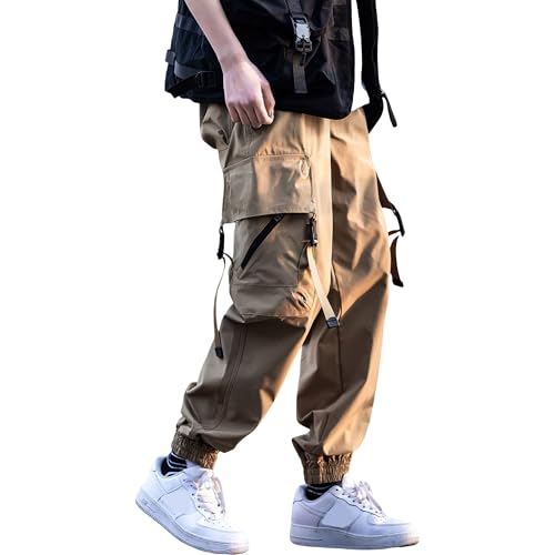 Men's American Paratrooper Functional Multi Pocket Cargo Pants Black Tapered Jogger Pants Mens Techwear Trousers3