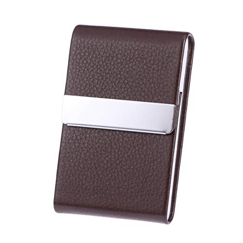 OFFSCH Estuche Inoxidable Gran Capacidad Tarjetas De Crédito Forro De Cuero Sintético Diseño Profesional Oscuro