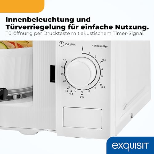 Exquisit Exquisit Mikrowelle | 20 l Garraum, 700 W Ausgangsleistung, 5 Leistungsstufen, Standgerät | Auftaufunktion, manuelle Steuerung, mechanische Zeitschaltuhr, Glas-Drehteller | MW 802 - Verwendungsansicht 7 | Kompakt-Mikrowellen