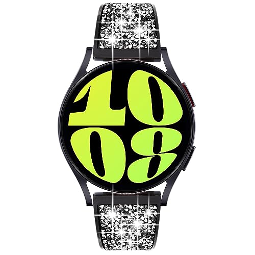 KADES Compatible for Samsung Galaxy Watch 5 Strap 40mm 44mm, 20mm Women Shiny Bracelet Stainless Steel Band for Galaxy Watch 4, Active 2, Black